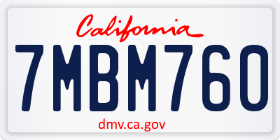 CA license plate 7MBM760