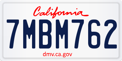 CA license plate 7MBM762