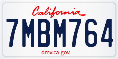 CA license plate 7MBM764