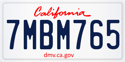 CA license plate 7MBM765