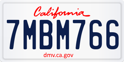 CA license plate 7MBM766