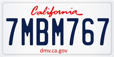CA license plate 7MBM767