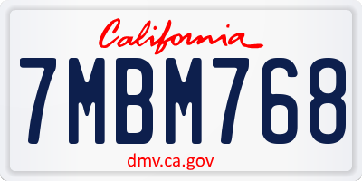 CA license plate 7MBM768