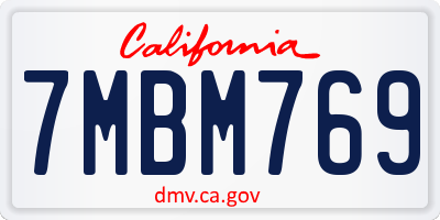 CA license plate 7MBM769