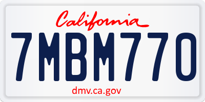 CA license plate 7MBM770