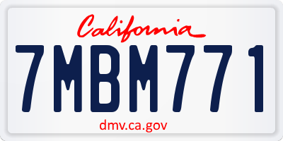 CA license plate 7MBM771