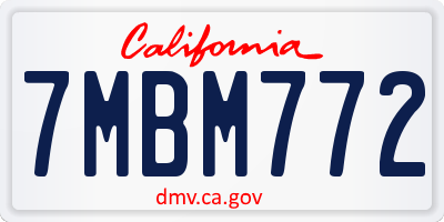 CA license plate 7MBM772