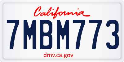 CA license plate 7MBM773