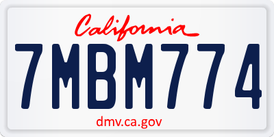 CA license plate 7MBM774