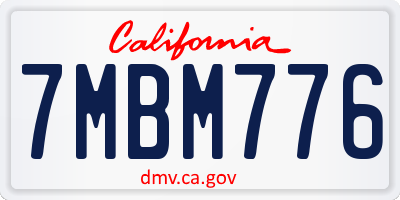 CA license plate 7MBM776