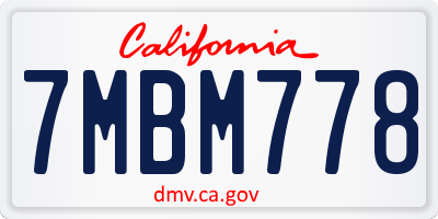 CA license plate 7MBM778