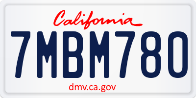 CA license plate 7MBM780