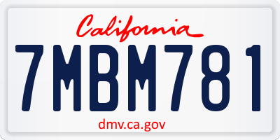 CA license plate 7MBM781