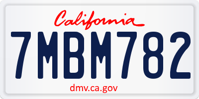 CA license plate 7MBM782