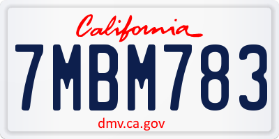 CA license plate 7MBM783