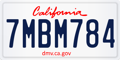 CA license plate 7MBM784