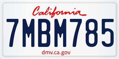 CA license plate 7MBM785