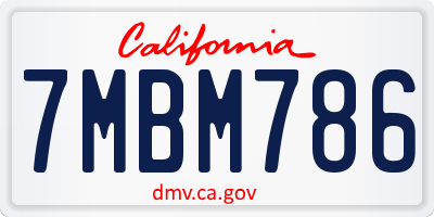 CA license plate 7MBM786
