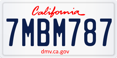 CA license plate 7MBM787