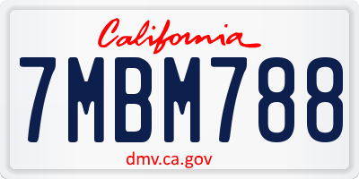CA license plate 7MBM788