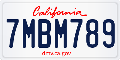 CA license plate 7MBM789