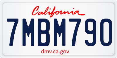 CA license plate 7MBM790