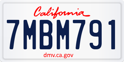 CA license plate 7MBM791