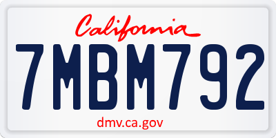 CA license plate 7MBM792