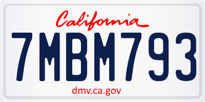 CA license plate 7MBM793