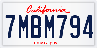 CA license plate 7MBM794