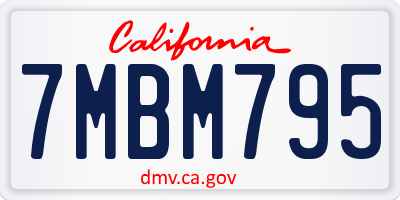 CA license plate 7MBM795
