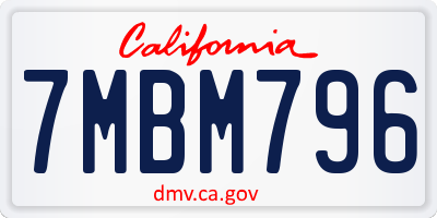 CA license plate 7MBM796