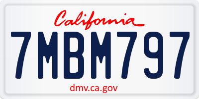 CA license plate 7MBM797