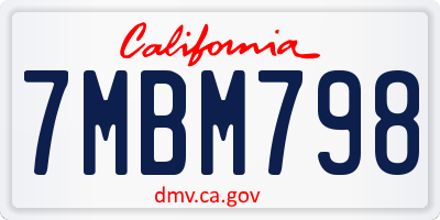 CA license plate 7MBM798