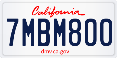 CA license plate 7MBM800