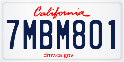 CA license plate 7MBM801