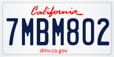 CA license plate 7MBM802