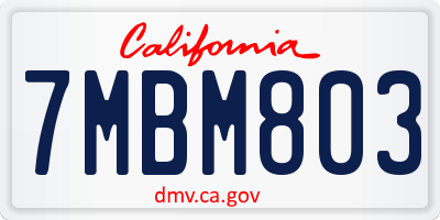 CA license plate 7MBM803
