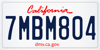 CA license plate 7MBM804