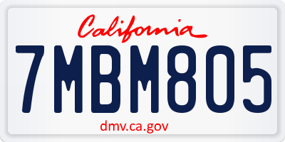 CA license plate 7MBM805