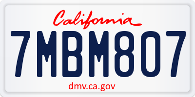 CA license plate 7MBM807