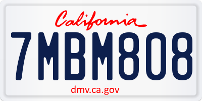 CA license plate 7MBM808