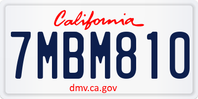 CA license plate 7MBM810