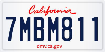 CA license plate 7MBM811