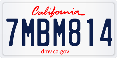 CA license plate 7MBM814