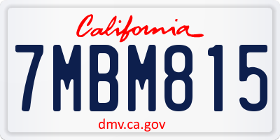 CA license plate 7MBM815