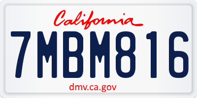 CA license plate 7MBM816
