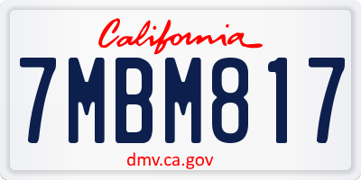 CA license plate 7MBM817