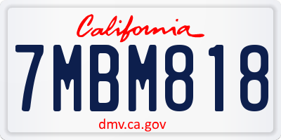 CA license plate 7MBM818