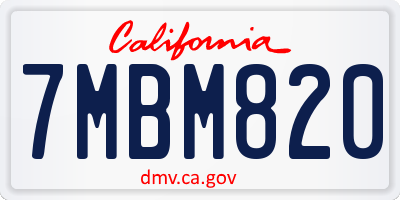CA license plate 7MBM820